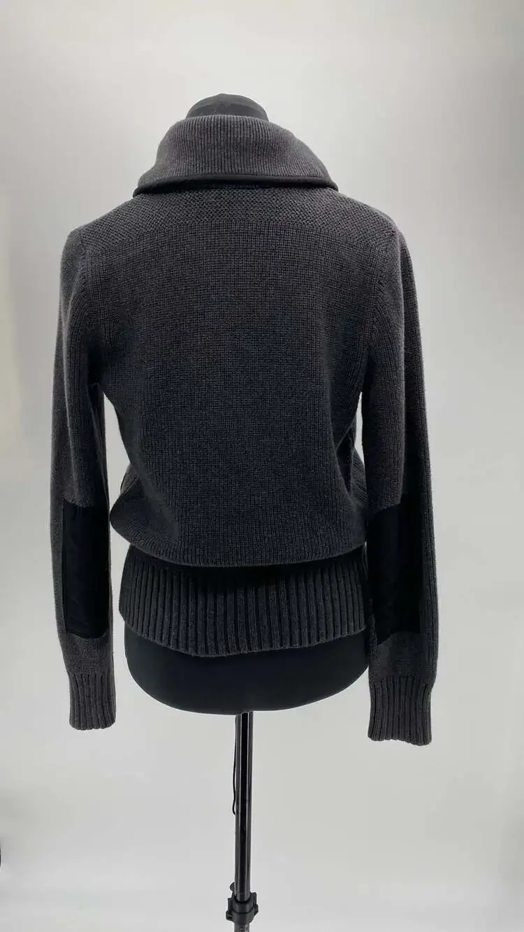 Ralph Lauren Ribbed Wool Blend Shawl Collar Cardigan with Nylon Pocket Detail